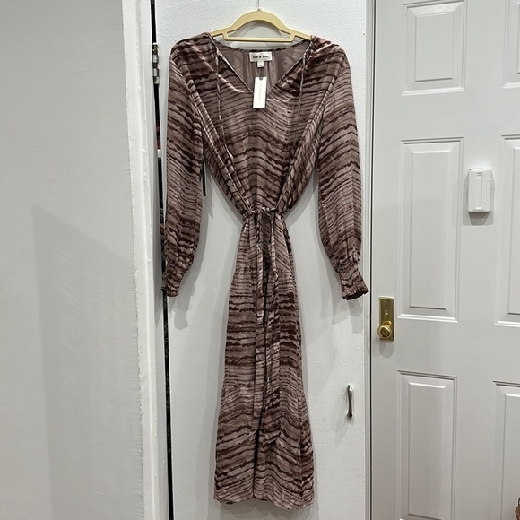 NWT Anthropologie Cloth & Stone Striped Dye Wrap Midi Dress XXS - Picture 6 of 10